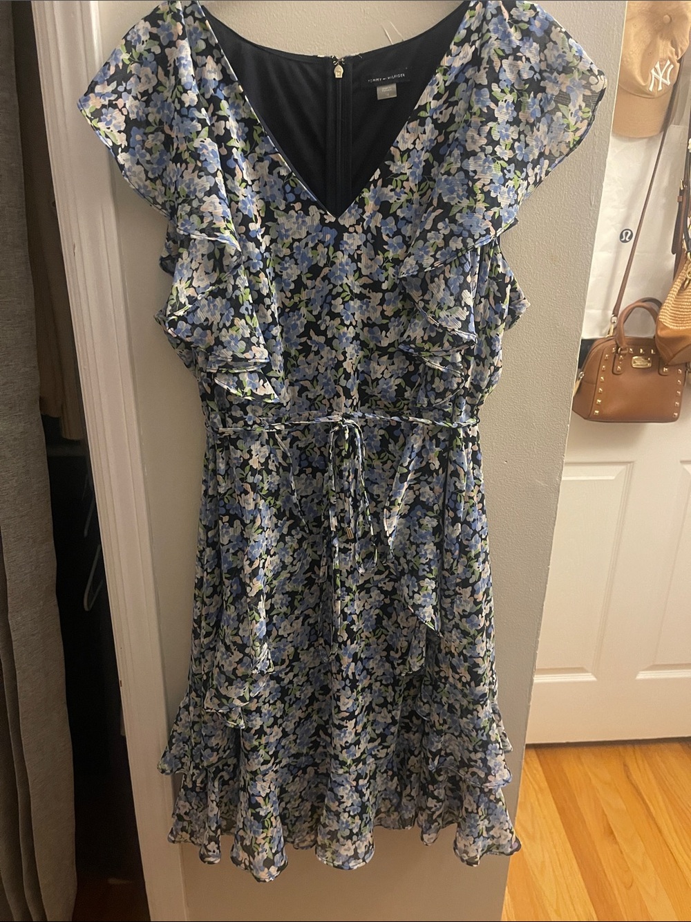Tommy Hilfiger Navy Floral V-Neck Dress